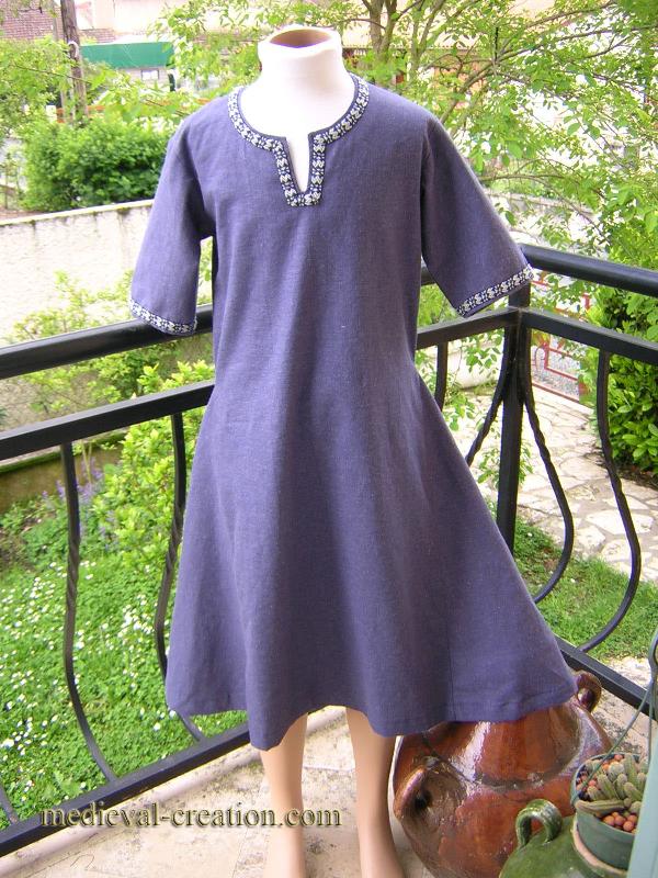 Enfant Viking Surcot Bliaut Lin bleu Enfant Viking Surcot Bliaut Lin bleu