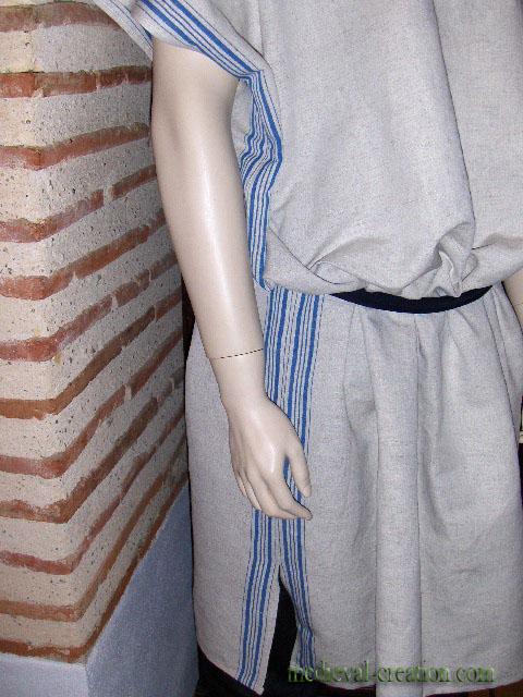 XXL Tunique Romaine Lin rayures tissées Bleu XXL Tunique Romaine Lin rayures tissées Bleu