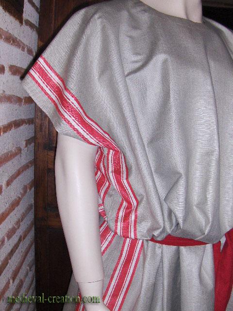 XXL Tunique Romaine Lin rayures tissées Bleu XXL Tunique Romaine Lin rayures tissées Bleu