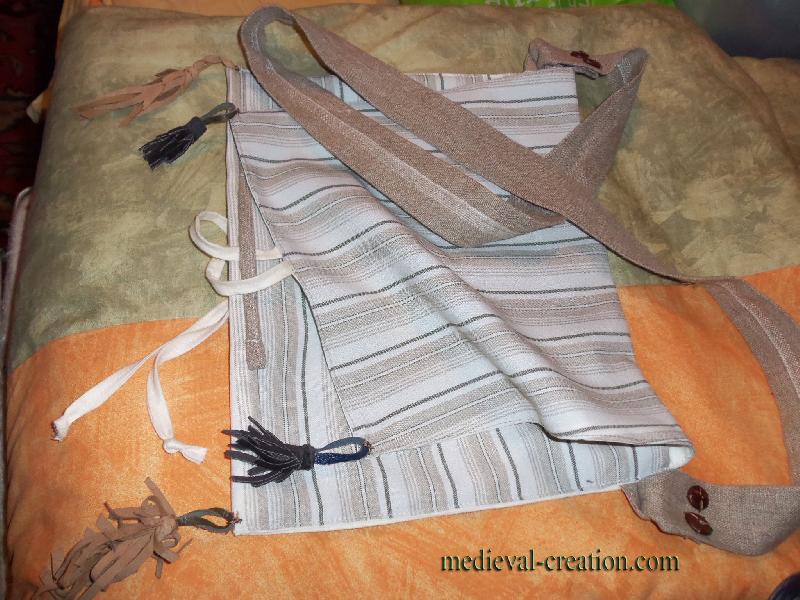 Sac Besace Lin ancien Rayure tissée sur le lé Sac Besace Lin ancien Rayure tissée sur le lé