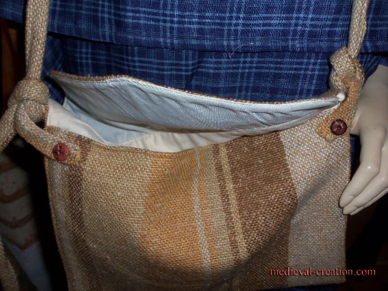 Sac Besace Lin ancien Rayure tissée sur le lé Sac Besace Lin ancien Rayure tissée sur le lé