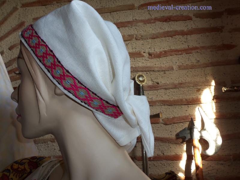 Coiffe Lin Femme Viking ou Médiévale Coiffe Lin Femme Viking ou Médiévale