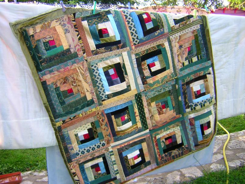 Plaid de sofa en Velours vert Log Cabin Plaid de sofa en Velours vert Log Cabin